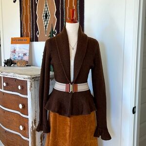 -SOLD- Lauren Ralph Lauren peplum cardigan sweater shawl collar knit